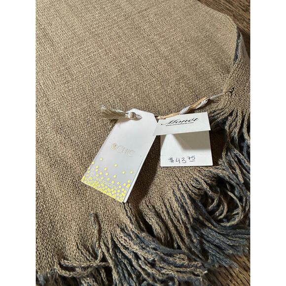 NWT! 2Chic Open Side Sweater Shawl Mustard & Gray Reversible Fringe One Size - Picture 5 of 6